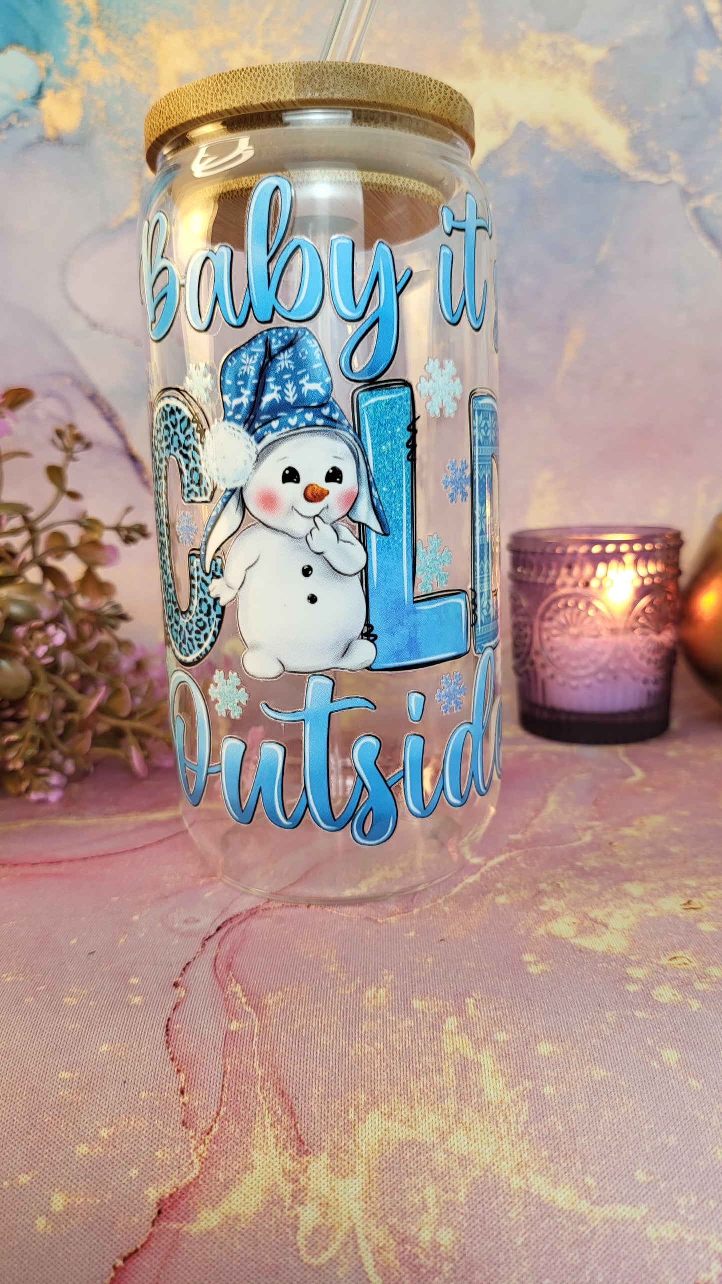 'Baby it's Cold Outside' 16oz Libbey Glass Can