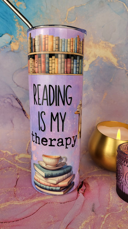 'Reading is My Therapy' Thermal Tumbler