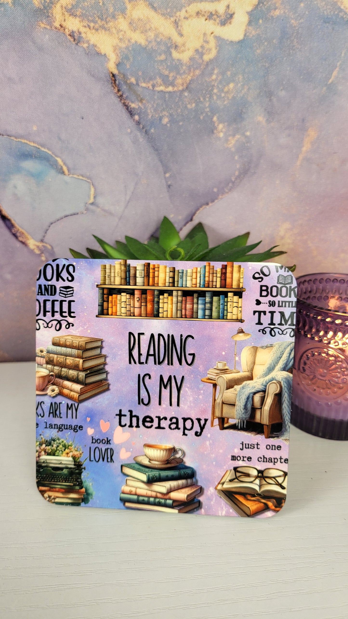 'Reading is My Therapy' Coaster