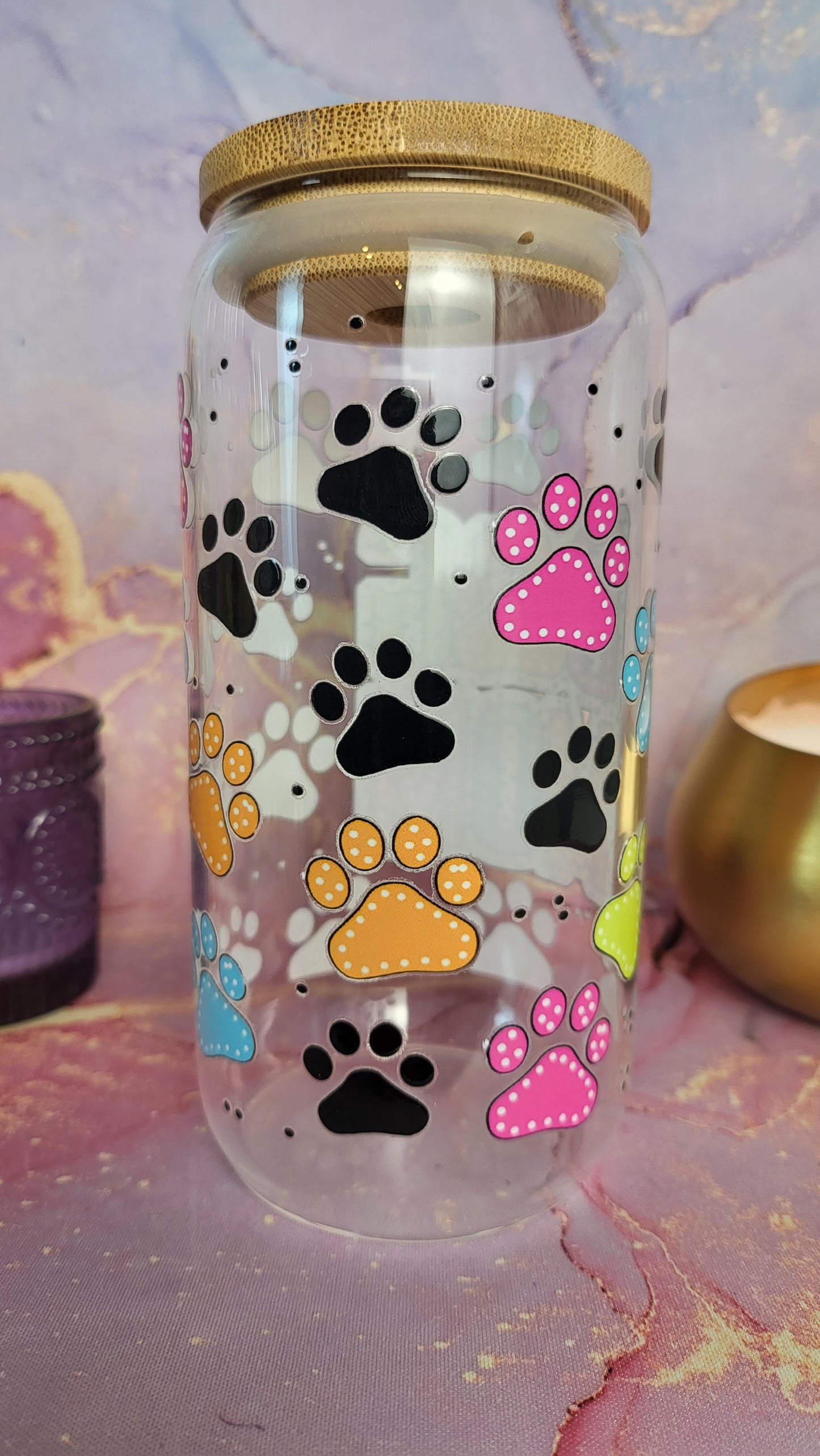 'Dog Mom-Dog Lovers' 16oz Libbey Glass Can