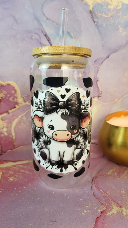 'Cow Princess' 16oz Libbey Glass Can