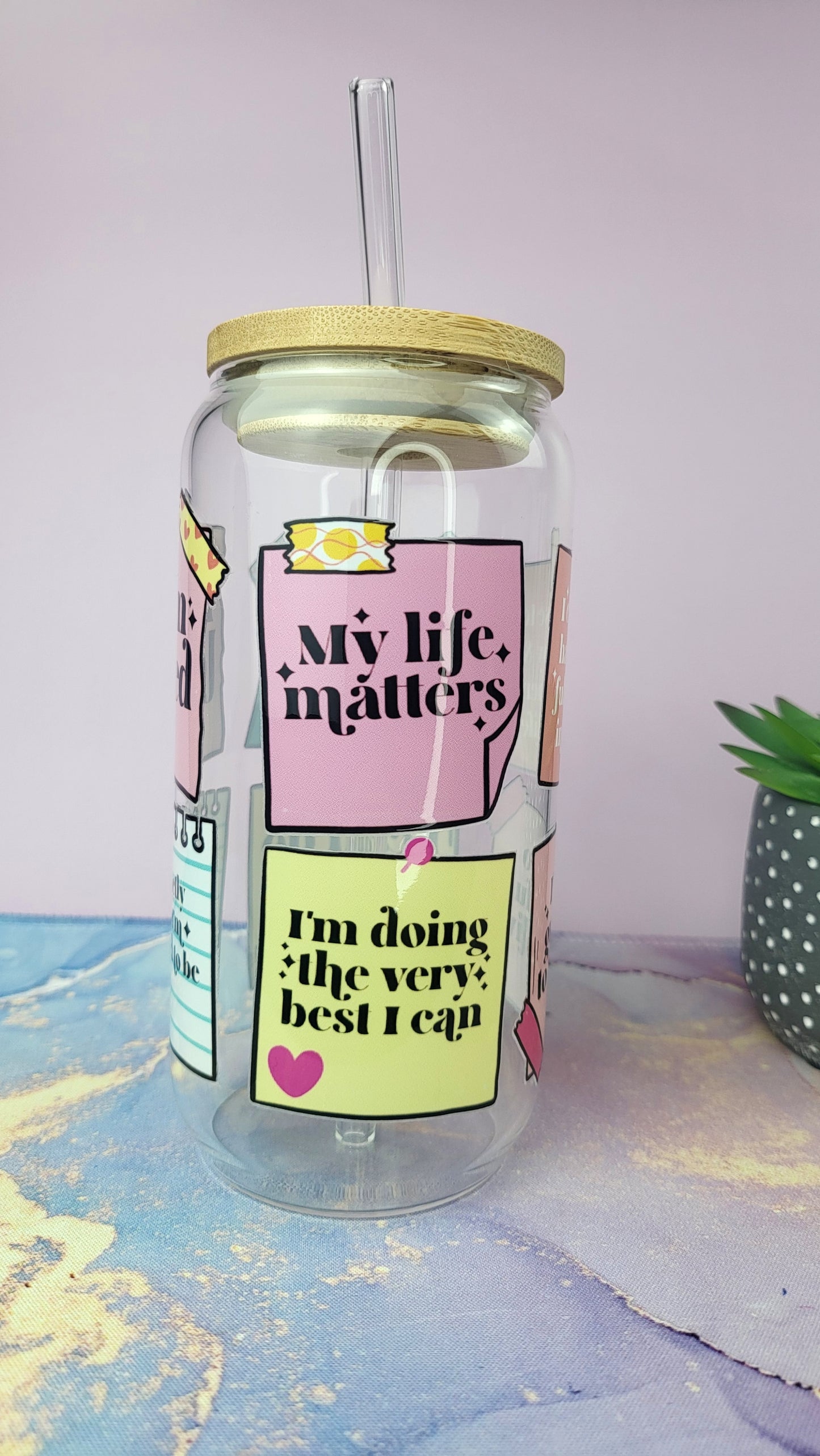 'My Life Matters-Affirmations' 16oz Libbey Glass Can