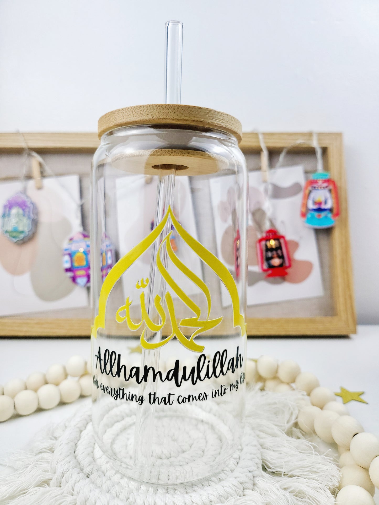 'Allhamdulillah for Everything' 16oz Libbey glass Can