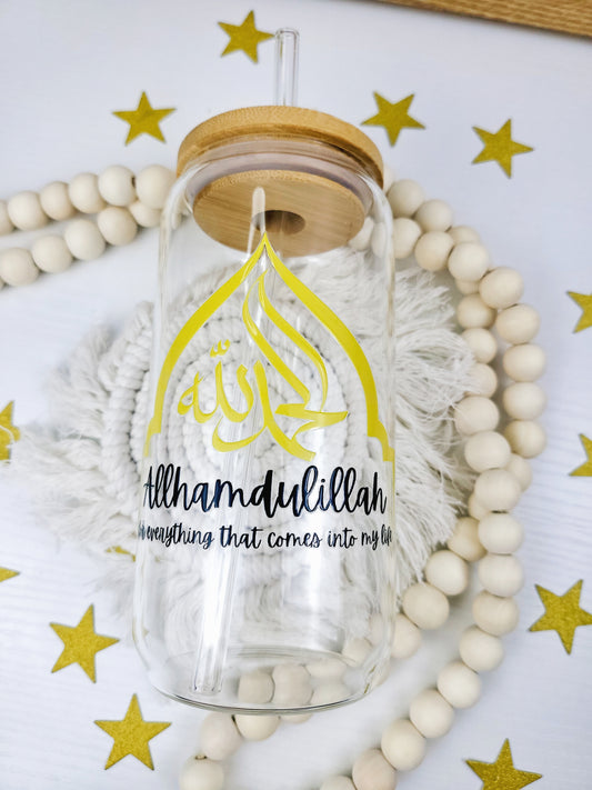 'Allhamdulillah for Everything' 16oz Libbey glass Can