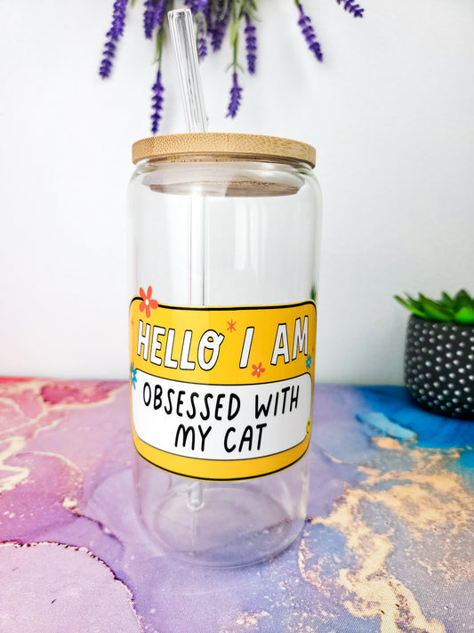 'Obsessed with My Cat' 16oz Libbey Glass Can