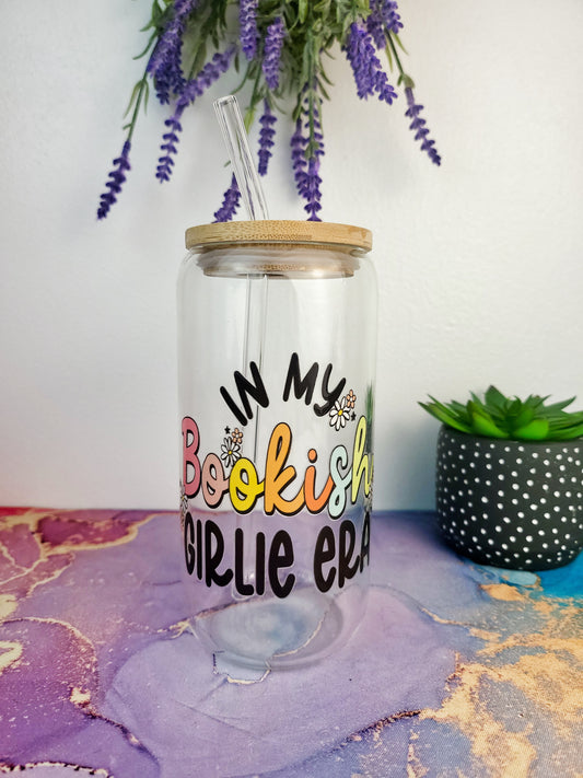 'In My Bookish Girlie Era' 16oz Libbey Glass Can