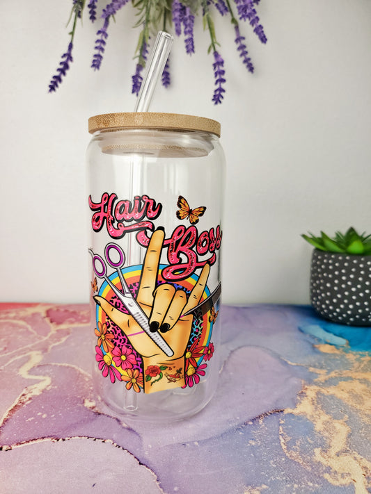 'Hair Boss' 16oz Libbey Glass Can