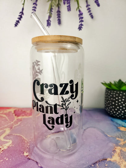 'Crazy Plant Lady' 16oz Libbey Glass Can